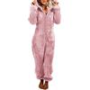 Geagodelia Pagliaccetto in Peluche da Donna Pigiama Intero Invernale Pile di Corallo Tuta a Maniche Lunghe Tutina Cerniera Felpe con Cappuccio in Peluche Indumenti da Notte (Rosa, S)