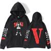 Silver Basic Rapper J-W&V Hoodie Donna Uomo Felpe con Cappuccio Hip Hop Papper Stampato Oversize Harajuku Tops 3XL,Nero-1
