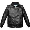 L Server - Giacca in Similpelle per Bambino, con Colletto Alto, in Pelle Sintetica, Stile Motociclista, per Primavera e Autunno, Nero , 12-13 Anni