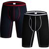 Jamron Uomo Pacco da 2 Cotone Elasticizzato Boxer a Gamba Lunga Biancheria Intima Sportivo con Aperto Davanti Nero & Blu Marino 3XL
