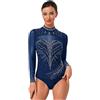 Freebily Body da Danza Classica Donna Ginnastica Ritmica Manica Lunga Balletto Leotards con Strass Tuta Intera da Pattinaggio Artistico Tutina Jumpsuit da Allenamento