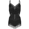 CHICTRY Abito da Donna con Paillettes Nappa Vestito Latino Americano Body da Pattinaggio Artistico Leotards Danza Classica Costume di Jazz Samba Rumba Salsa Nero XS