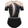 Yiesvsov Bambina Tuta Da Ginnastica Maniche Corte Costume Da Ginnastica Glitter Pattinaggio Artistico Body Completo Tuta Balletto Body Costume Danza Nero 11-12 anni