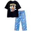 Disney Pigiama da Uomo Hercules Nero e Blu a Maniche Corte e Gamba Lunga | Abbigliamento da Notte e da casa dei Cartoni Animati | Comodo Abbigliamento da Notte per Il Relax