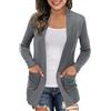 Generic Cardigan da Donna Aperto sul Davanti, Leggero, Casual, a Maniche Lunghe, Lavorato a Maglia, Aderente, Classico, Cardigan con tasch