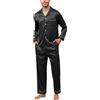TeJoyce Pigiama da Uomo in Raso di Seta, Due Pezzi Set Completo con Camicia a Maniche Lunghe Bottoni e Pantaloni Eleganti con Tasche Abbigliamento Casa di Lusso