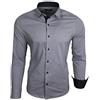 Baxboy Camicia da uomo a maniche lunghe, Slim Fit, facile da stirare, per lavoro, tempo libero, matrimonio/Con colletto Kent, modello B-500, grigio., XXL