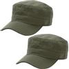 Malaxlx Confezione da 2 cappelli militari da uomo e donna, regolabili, in cotone, con parte superiore piatta, Verde militare, Taglia unica