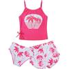 JiAmy Costume da Bagno Bikini 3 Pezzi per Ragazze Adolescenti con Copertura Estiva Costume da Bagno da Spiaggia per 8-14 Anni, Rosso rosato, 13-14 Anni
