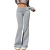 Generic Pantaloni della tuta a gamba larga da donna larghi in pile inverno autunno gamba dritta pantaloni della tuta comodi yoga vestibilità ampia caldi pantaloni a gamba aperta a vita alta fondo aperto