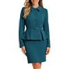 Allegra K Tailleur Donna Eleganti Peplo da Lavoro 2 Pezzi Set Gonna E Giacca Blazer da Ufficio Blu Verde M