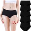 Yintry Mutandine mestruali da Donna con 4 Strati di Protezione a Prova di perdite - Intimo mestruale a Vita Media a Flusso Pesante Slip in Cotone da 5 Pezzi