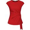 GRACE KARIN Top da donna con maniche a cappuccio, vita con fiocco, girocollo, camicette eleganti, top estivi, camicie casual da lavoro per signore, Rosso, L