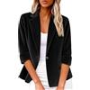 Generic Blazer da donna in velluto a coste con risvolto a tacca, giacca autunno inverno vintage tinta unita, cardigan con maniche a tre quarti, giacca da lavoro casual testurizzata per lavoro quotidiano e