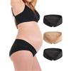 Herzmutter Mutande Premaman Cotone - Oeko Tex 100 - Set da 3 - Gravidanza - Mutandine Premaman - Slip maternità - 5730 (S, Nero/Nero/Beige)