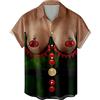 Generic Camicie natalizie da uomo novità Funky Santa Hawaiian Shirt Christmas Tree Print Button Up Manica Corta Spiaggia Vacanze Party Tshirt, Brutto Natale, M