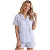 LUBOT Set Pigiama 100% Cotone per Donne Signore, Pigiama a Maniche Corte Ricamato con Bottoni, Set Due Pezzi Pjs per Donna Pigiameria Notte, S-XXL, S