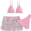 Generico Costumi da Bagno Ragazza 3 Pezzi Bikini Tuta Camisole Top con Coprire Pantaloncini da Spiaggia Bambini Nuoto Costume Gonna Stampata Surf Costumi da Bagno 8-15 Anni