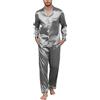 TeJoyce Completo Pigiama Lungo in Seta per Uomo, Pigiami Estivi da Notte in Raso, Camicia a Maniche Lunghe con Bottoni e Pantaloni con Tasche, Abbigliamento casa Leggero e Traspirante