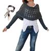 Gienslru Coprispalle per cavi lavorati a maglia, coprispalle da donna, avvolgicavo lavorato a maglia, sciarpa con maniche, Grigio scuro, Taglia unica