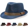 Initlove Cappello Fedora unisex classico Panama cappelli a tesa corta Trilby cappelli, Marina Militare, Taglia unica