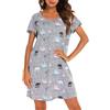 MIA LUCCE Camicia da notte da donna, a maniche corte, in cotone, da notte, da notte, con stampa, alla moda, gufo, 3XL