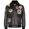 Infinity Leather Giubbotto Bomber da Uomo in Pelle Nera con Colletto in Montone Stile TOPGUN Tom Cruise Flying A2 5XL