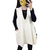 TBSCWYF Gilet Smanicato Donna Oversize Maglioni Senza Maniche in Maglia Scollo a V Chic Vintage Elasticità Maglione Canotta Doppie Tasche