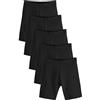 NEXT Ragazza Confezione da 5 Shorts Ciclista Elasticizzati in Misto Cotone | Bambino, più lunghi, Comodi e super elasticizzati, questi shorts includono un elastico in vita
