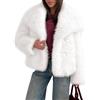 Generic Cappotto da Donna Soffice Giacca Soffice Giacca a Maniche Lunghe con Risvolto giacche Invernali in Pelliccia Shaggy Parka Cappotto Corto
