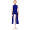 Kaerm Ragazze Vestito da Balletto Ballo Lirico Contemporaneo Senza Maniche Maxi Abito da Pattinaggio Artistico Body Danza Classica Ballerina Costume da Ballo Latino Tango Blu 9-10 Anni