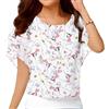 Neineiwu Camicia da donna elegante Batwing Camicetta a maniche corte tunica floreale collo rotondo camicetta, XL