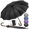 ZOMAKE Ombrello Pioggia 55 Pollici,Ombrello Classico Automatico Antivento 12 Costole,Ombrello Golf Grande XXL Robusto Con Manico In Legno Donna Uomo(Nero)