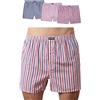 Snocks Pacco 3 Boxer Uomo Lunghi in Cotone Bio - Mutande Uomo Senza Etichette Irritanti - Boxer Pack - Strisce (Mix Navy/Rosso/Bianco) - 3XL