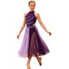 Freebily Vestito da Balletto Danza Lirica Contemporanea Bambina Abito Lungo da Pattinaggio Artistico con Strass Body Ginnastica Ritmica Costume da Ballo Latino Moderno Jazz Viola 15-16 Anni