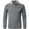 APAELEA Polo Uomo Manica Lunga Polo Collare Strisce Cotone Golf Tennis T-Shirt Top,Grigio,S