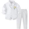 Volunboy Completo Elegante Bambino, Ragazzi Cerimonia Nozze Vestito 4 Pezzi Maniche Lunghe Camicie + Papillon + Gilet + Pantaloni