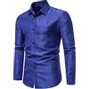 FAWHEWX Camicia Elegante da Uomo d'Affari Camicia a Maniche Lunghe dal Taglio Regolare Camicia Casual con Bottoni Stampati a Pois Camicia da Lavoro Casual da Uomo Slim Fit(D-Blu 1/XXL)