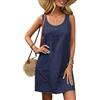 LIUYUYOUGO Vestiti Estivi Donna Mini Abito Scamiciato da Donna in Cotone Senza Maniche con Spalline Larghe Tuta Abiti Casual Larghi Bottoni Colletto Quadrato Gonne Corte Boho Abito Estivo Midi con T