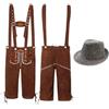 Generic Completo Tradizionale Bavarese Uomo Oktoberfest Set Due Pezzi Bretelle Pantaloni con Bavaglino E Cappello Costume Tedesco Folk Outfit Festa della Birra Abbigliamento Storico per (A02-Grey, XXL)
