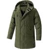 Generic Giacca da uomo con cappuccio invernale calda e spessa, parka lungo da metà, imbottito, piumino, taglia grande, termica, casual, per esterni, Verde militare, 6XL