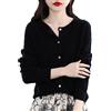 Youllyuu Maglione Cardigan Girocollo in Lana 100% Cappotto Maglione in Cashmere Maglione Sottile Lavorato a Maglia Tinta Unita Black M
