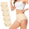 TUUHAW Mutande Donna Pacco da 5 Culotte Vita Alta Slip Cotone Mutantina Elastiche Pantaloncini Post Parto Taglia Nudo 3XL