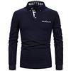 STTLZMC Polo Uomo Manica Lunga con Plaid Cotone Golf Classico T-Shirt,Blu Marina,L