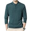Dndrdhfb Polo da Uomo in Maglia di Lana A Maniche Lunghe con Bottoni Bavero Slim Business Casual Pullover Polo Top N Asian Size L (170)