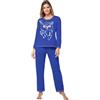e.FEMME® Pigiama donna Jenny 815 in cotone, blu fiordaliso, 54