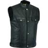 Leatherick SOA Gilet da motociclista in vera pelle da uomo in pelle con bottoni aperti per equitazione e gilet con taglio alla moda