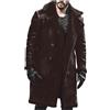 HAOLEI Giacche in Pelle Lunga Da Uomo in Pile Giubbotto Colletto Con Risvolto Imbottito Aviatore Cappotto in Finta Di Montone Cappotti in Morbida Pelle Di Pecora Vintage Giacca Invernale in Ecopelle