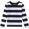 Spring&Gege Ragazzi Maglietta in Cotone a Maniche Lunga a Righe con Scollo Rotondo per Bambini, Bianco Nero, 7-8 Anni