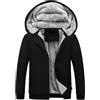 Generic Felpa da uomo con cappuccio imbottita con cerniera da uomo con cappuccio giacca da uomo cardigan imbottita e ispessita tinta unita Puffy Jacket felpa abito per uomo, Nero , 5XL
